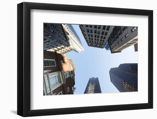 Skyscrapers in a city, Old State House, Boston, Massachusetts, USA-Panoramic Images-Framed Photographic Print