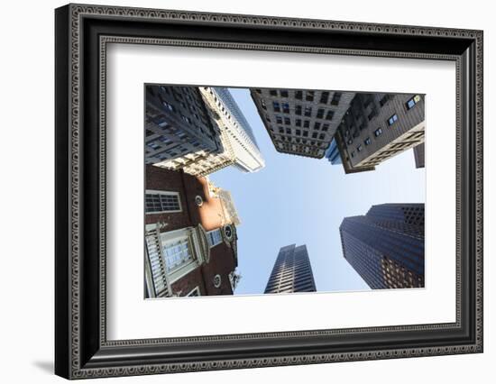 Skyscrapers in a city, Old State House, Boston, Massachusetts, USA-Panoramic Images-Framed Photographic Print