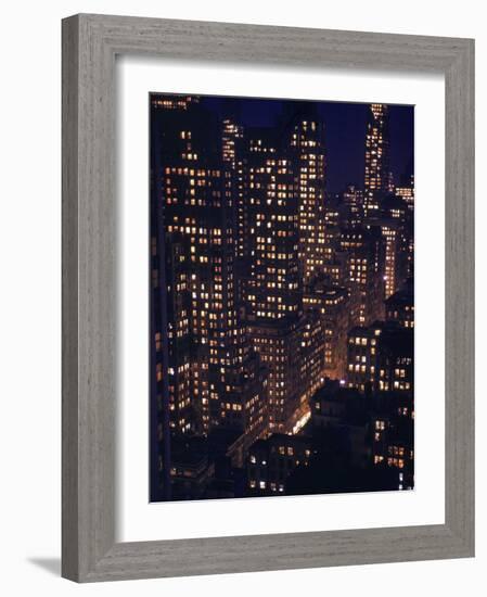 Skyscrapers Lit Up as Evening Descends-Andreas Feininger-Framed Photographic Print