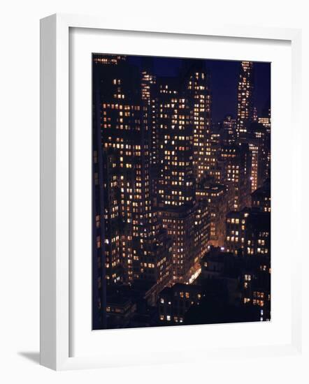 Skyscrapers Lit Up as Evening Descends-Andreas Feininger-Framed Photographic Print