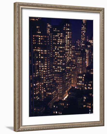 Skyscrapers Lit Up as Evening Descends-Andreas Feininger-Framed Photographic Print