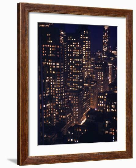 Skyscrapers Lit Up as Evening Descends-Andreas Feininger-Framed Photographic Print