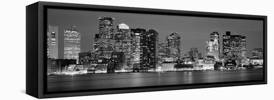 Skyscrapers lit up at night, Boston, Massachusetts, New England, USA-null-Framed Premier Image Canvas