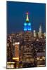 Skyscrapers Lit Up at Night in a City, Empire State Building, Manhattan, New York City-null-Mounted Photographic Print