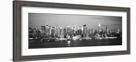 Skyscrapers Lit Up at Night in a City, Manhattan, New York City, New York State, USA-null-Framed Photographic Print