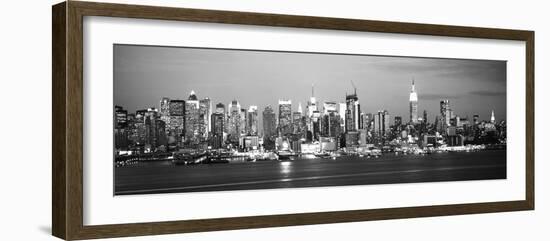 Skyscrapers Lit Up at Night in a City, Manhattan, New York City, New York State, USA-null-Framed Photographic Print