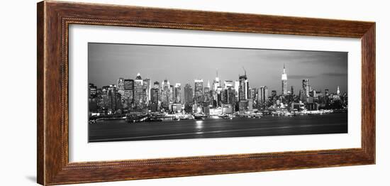 Skyscrapers Lit Up at Night in a City, Manhattan, New York City, New York State, USA-null-Framed Photographic Print