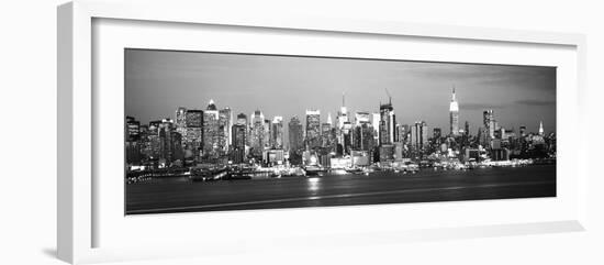 Skyscrapers Lit Up at Night in a City, Manhattan, New York City, New York State, USA-null-Framed Photographic Print