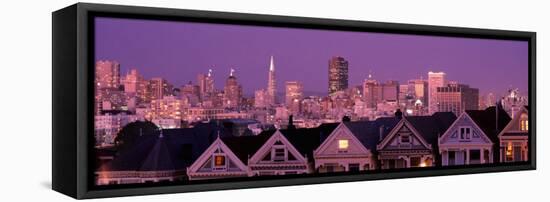 Skyscrapers Lit Up at Night in a City, San Francisco, California, USA-null-Framed Premier Image Canvas