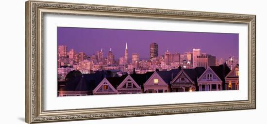 Skyscrapers Lit Up at Night in a City, San Francisco, California, USA-null-Framed Photographic Print