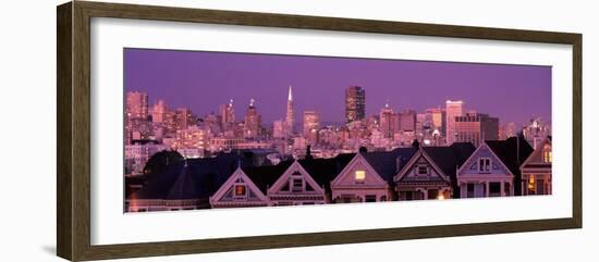 Skyscrapers Lit Up at Night in a City, San Francisco, California, USA-null-Framed Photographic Print