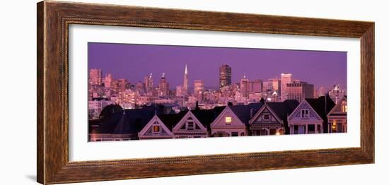 Skyscrapers Lit Up at Night in a City, San Francisco, California, USA-null-Framed Photographic Print