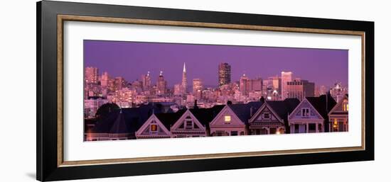 Skyscrapers Lit Up at Night in a City, San Francisco, California, USA-null-Framed Photographic Print