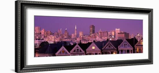 Skyscrapers Lit Up at Night in a City, San Francisco, California, USA-null-Framed Photographic Print