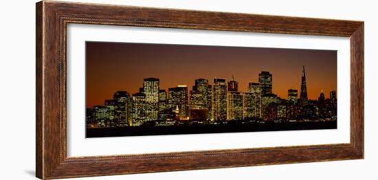 Skyscrapers Lit Up at Night, San Francisco, California, USA-null-Framed Photographic Print