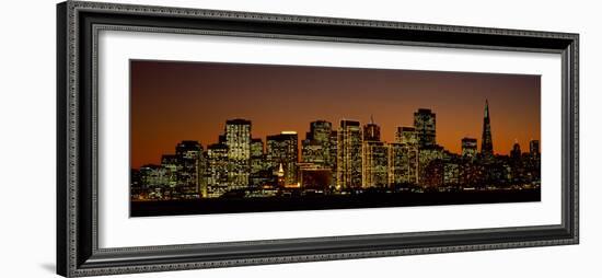 Skyscrapers Lit Up at Night, San Francisco, California, USA-null-Framed Photographic Print