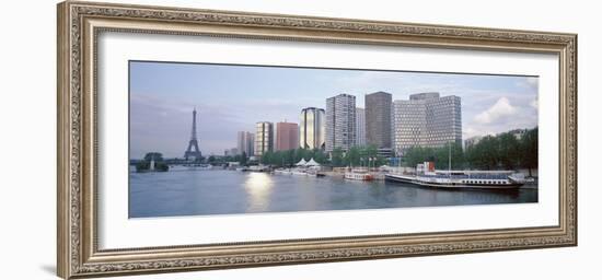 Skyscrapers Near a River, Paris, France-null-Framed Photographic Print