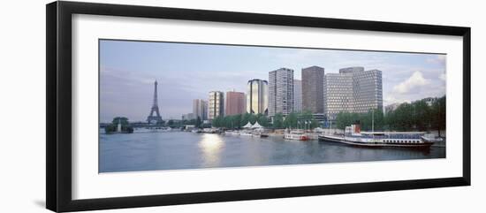 Skyscrapers Near a River, Paris, France-null-Framed Photographic Print