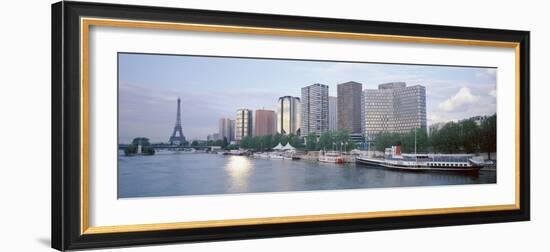 Skyscrapers Near a River, Paris, France-null-Framed Photographic Print