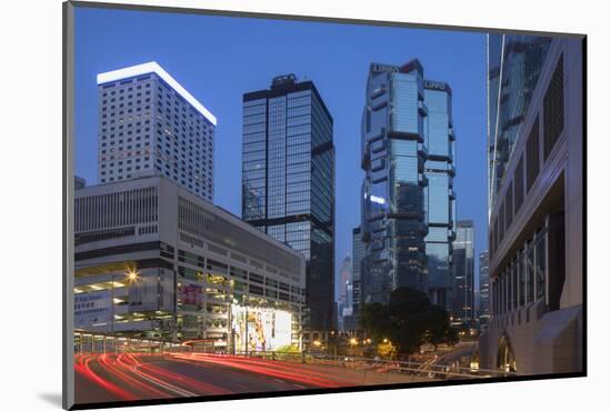 Skyscrapers of Admiralty at dusk, Hong Kong Island, Hong Kong, China, Asia-Ian Trower-Mounted Photographic Print