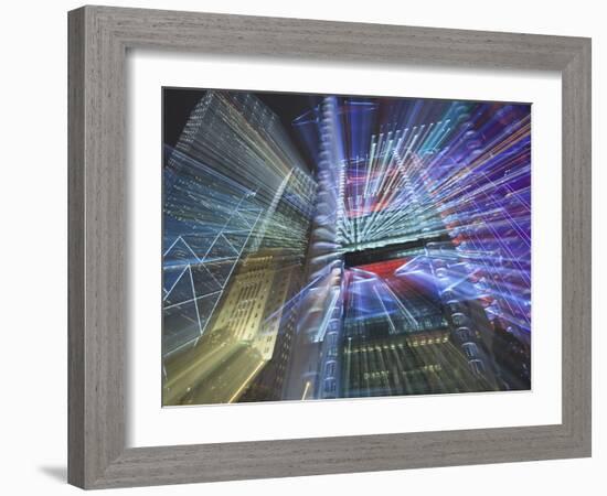 Skyscrapers of the Bank of China, Cheung Kong Center and HsBC Tower in Central, Hong Kong's Main Fi-Amanda Hall-Framed Photographic Print