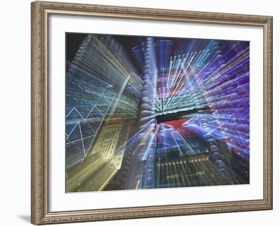 Skyscrapers of the Bank of China, Cheung Kong Center and HsBC Tower in Central, Hong Kong's Main Fi-Amanda Hall-Framed Photographic Print