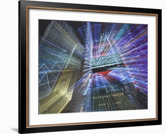 Skyscrapers of the Bank of China, Cheung Kong Center and HsBC Tower in Central, Hong Kong's Main Fi-Amanda Hall-Framed Photographic Print