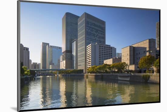 Skyscrapers on Nakanoshima Island, Kita, Osaka, Kansai, Japan-Ian Trower-Mounted Photographic Print