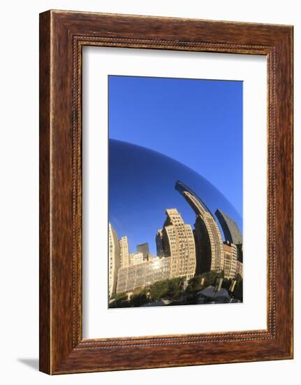 Skyscrapers Reflecting in the Cloud Gate Sculpture, Millennium Park, Chicago, Illinois, USA-Amanda Hall-Framed Photographic Print