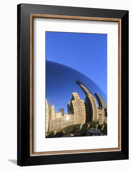 Skyscrapers Reflecting in the Cloud Gate Sculpture, Millennium Park, Chicago, Illinois, USA-Amanda Hall-Framed Photographic Print