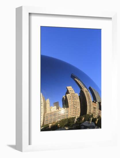 Skyscrapers Reflecting in the Cloud Gate Sculpture, Millennium Park, Chicago, Illinois, USA-Amanda Hall-Framed Photographic Print