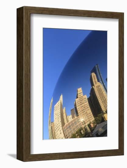 Skyscrapers Reflecting in the Cloud Gate Steel Sculpture, Millennium Park, Chicago, Illinois, USA-Amanda Hall-Framed Photographic Print