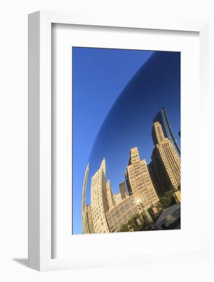 Skyscrapers Reflecting in the Cloud Gate Steel Sculpture, Millennium Park, Chicago, Illinois, USA-Amanda Hall-Framed Photographic Print