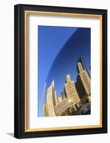 Skyscrapers Reflecting in the Cloud Gate Steel Sculpture, Millennium Park, Chicago, Illinois, USA-Amanda Hall-Framed Photographic Print