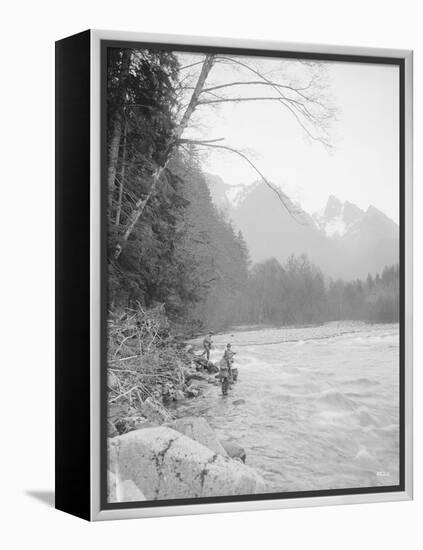 Skyskomish River Fishing, 1906-Asahel Curtis-Framed Premier Image Canvas