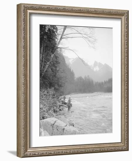 Skyskomish River Fishing, 1906-Asahel Curtis-Framed Giclee Print