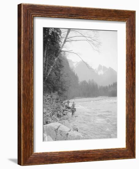 Skyskomish River Fishing, 1906-Asahel Curtis-Framed Giclee Print