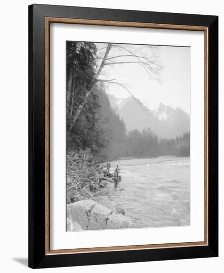 Skyskomish River Fishing, 1906-Asahel Curtis-Framed Giclee Print