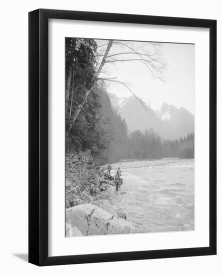 Skyskomish River Fishing, 1906-Asahel Curtis-Framed Giclee Print