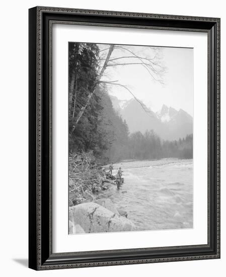 Skyskomish River Fishing, 1906-Asahel Curtis-Framed Giclee Print