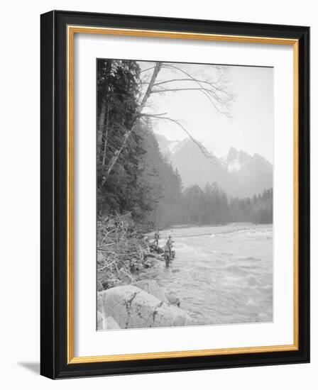 Skyskomish River Fishing, 1906-Asahel Curtis-Framed Giclee Print