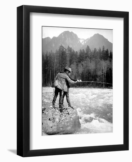 Skyskomish River Fishing, 1906-Asahel Curtis-Framed Giclee Print