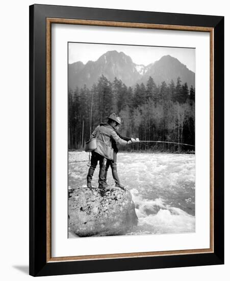 Skyskomish River Fishing, 1906-Asahel Curtis-Framed Giclee Print