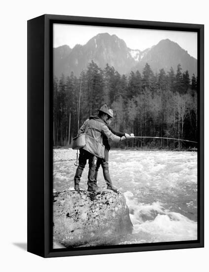 Skyskomish River Fishing, 1906-Asahel Curtis-Framed Premier Image Canvas