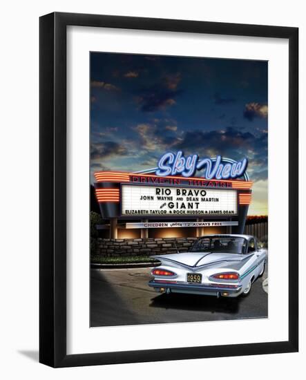 Skyview Drive In-Helen Flint-Framed Art Print