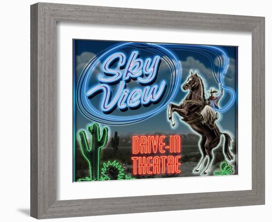 Skyview Drive In-Helen Flint-Framed Art Print