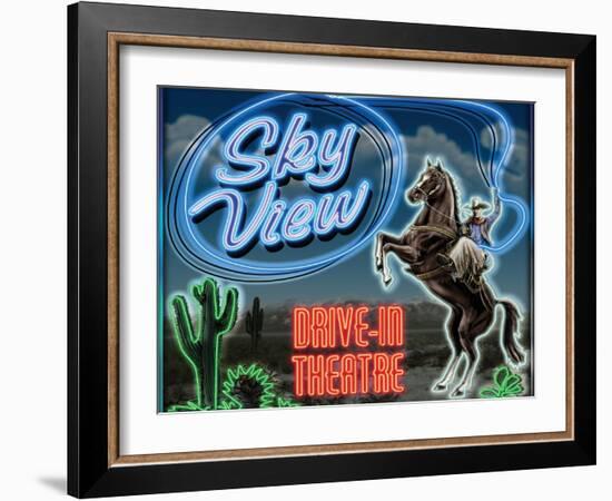 Skyview Drive In-Helen Flint-Framed Art Print