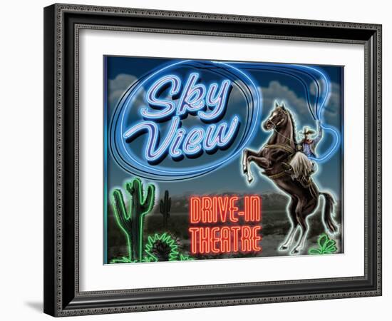 Skyview Drive In-Helen Flint-Framed Art Print