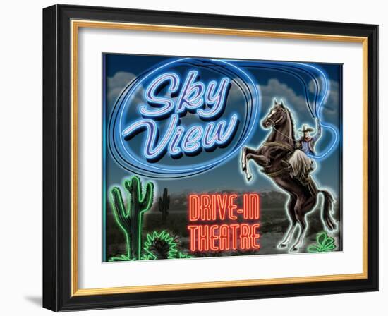 Skyview Drive In-Helen Flint-Framed Art Print