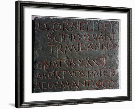 Slab from Lucius Cornelius Scipio's Sarcophagus from Tomb of Scipios, Via Appia, Rome, Italy BC-null-Framed Giclee Print